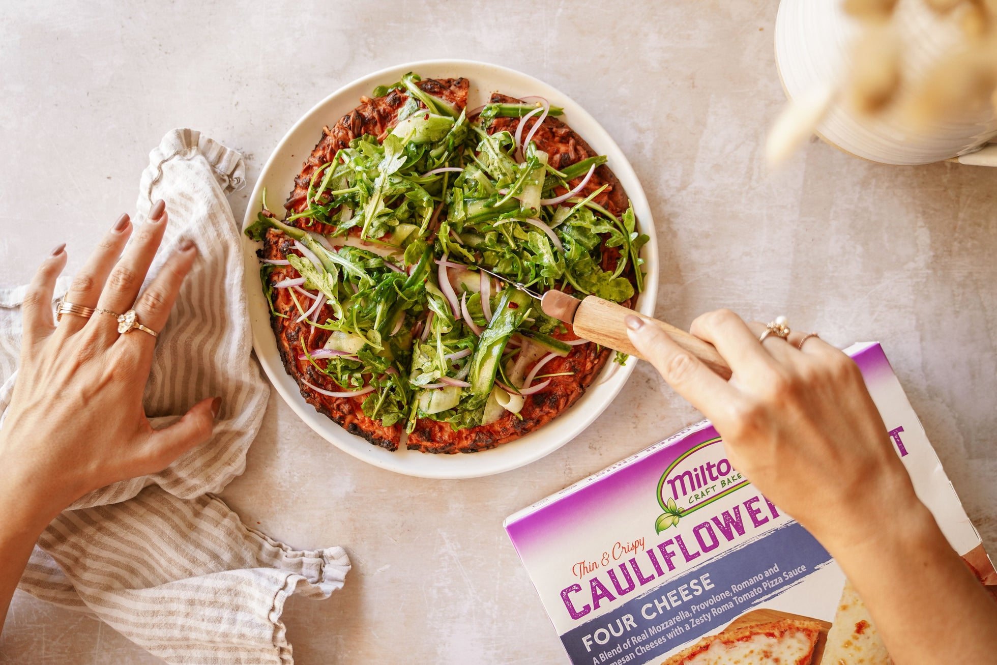 Salad Pizza Recipe: Fresh, Crisp Twist on Milton’s Cauliflower Crust Pizza