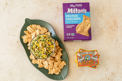 Smoked Salmon Ceviche-Style Dip with Zesty Ranch Protein Crackers