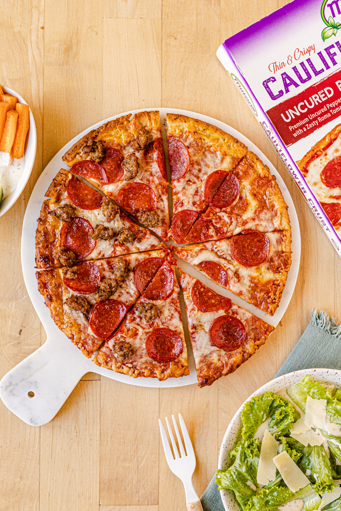 Half and Half: Gluten Free Pepperoni Sausage Pizza