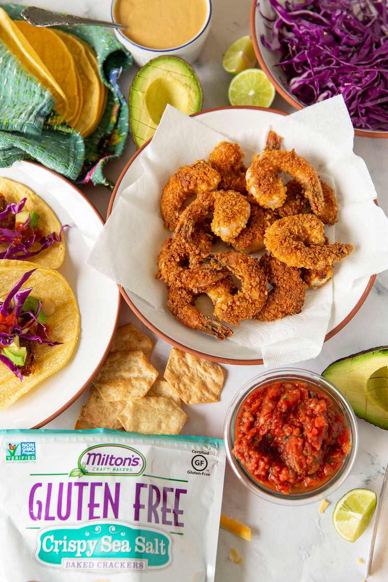 Gluten Free Cracker Breaded Shrimp Tacos