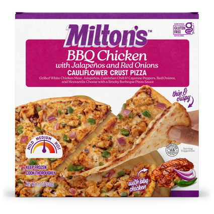 BBQ Chicken with Jalapeños and Red Onions Cauliflower Crust Pizza
