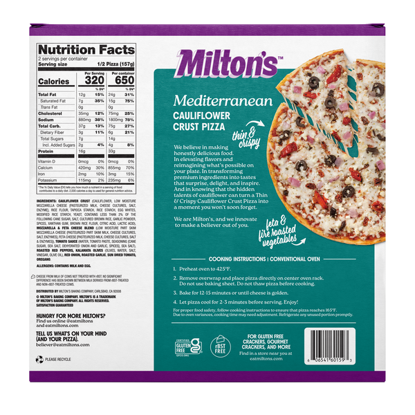 Mediterranean Cauliflower Crust Pizza