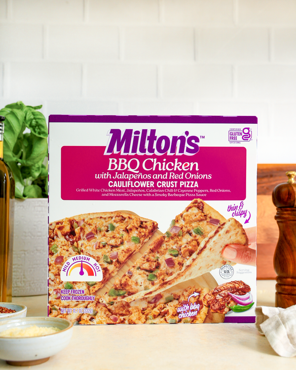 BBQ Chicken with Jalapeños and Red Onions Cauliflower Crust Pizza